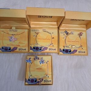 Disney Stitch And Angel Ohana Necklace and Bracelet Set